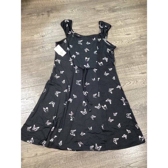 SO Girls Plus 16 Button Front Black Dress Butterfly Print Casual Wear Outfits - Picture 3 of 6